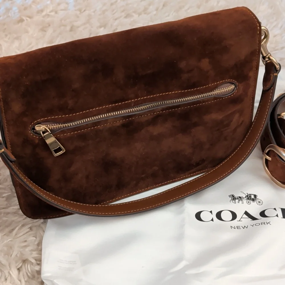 Coach Chain Tabby Shoulder Bag Brown Suede - Picture 6 of 7